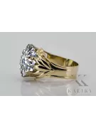 Винтидж крафт Пръстен Циркон 14K жълто злато vrc029y